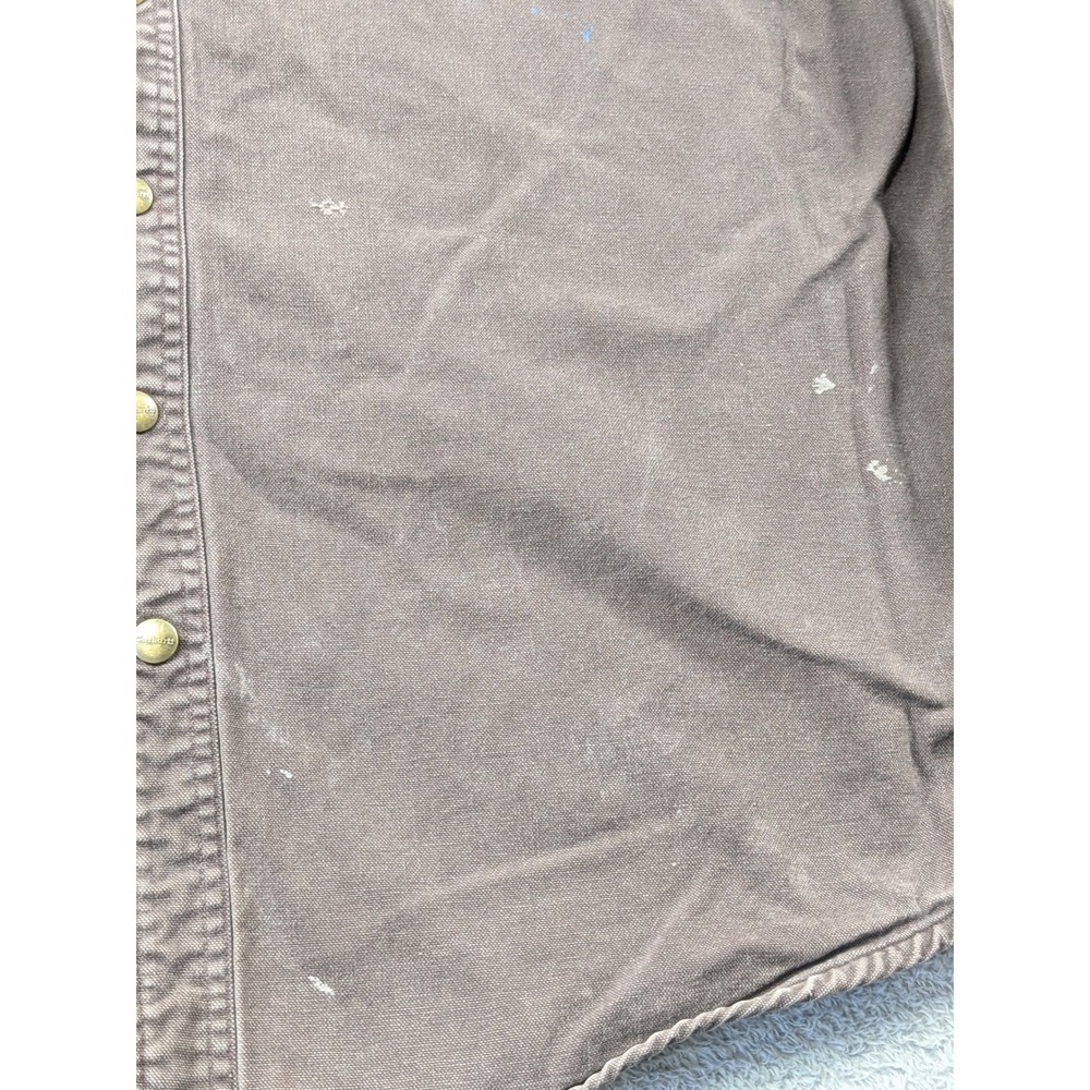 Carhartt Mens XL Tall Brown Canvas Shirt Jacket Plaid Lined Distressed Workwear - Picture 11 of 16